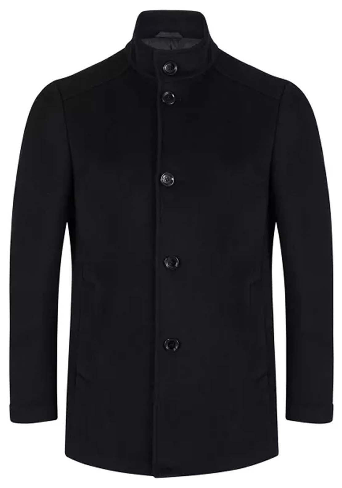 Daniel Grahame Watson 3/4 Wool Coat - Black 1 Shaws Department Stores