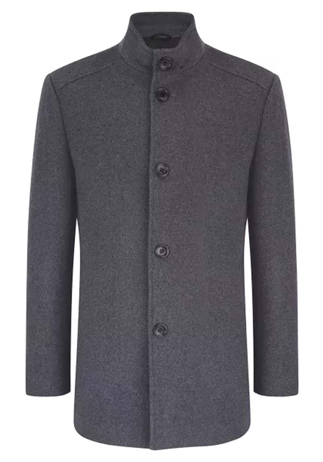 Daniel Grahame Watson 3/4 Wool Coat - Grey 1 Shaws Department Stores