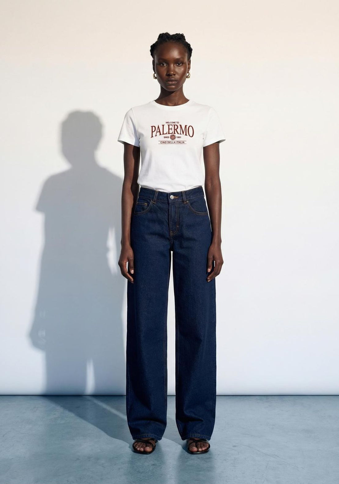 Topshop Kia Everyday Print Short Sleeve T-Shirt - Bright White Palermo 1 Shaws Department Stores