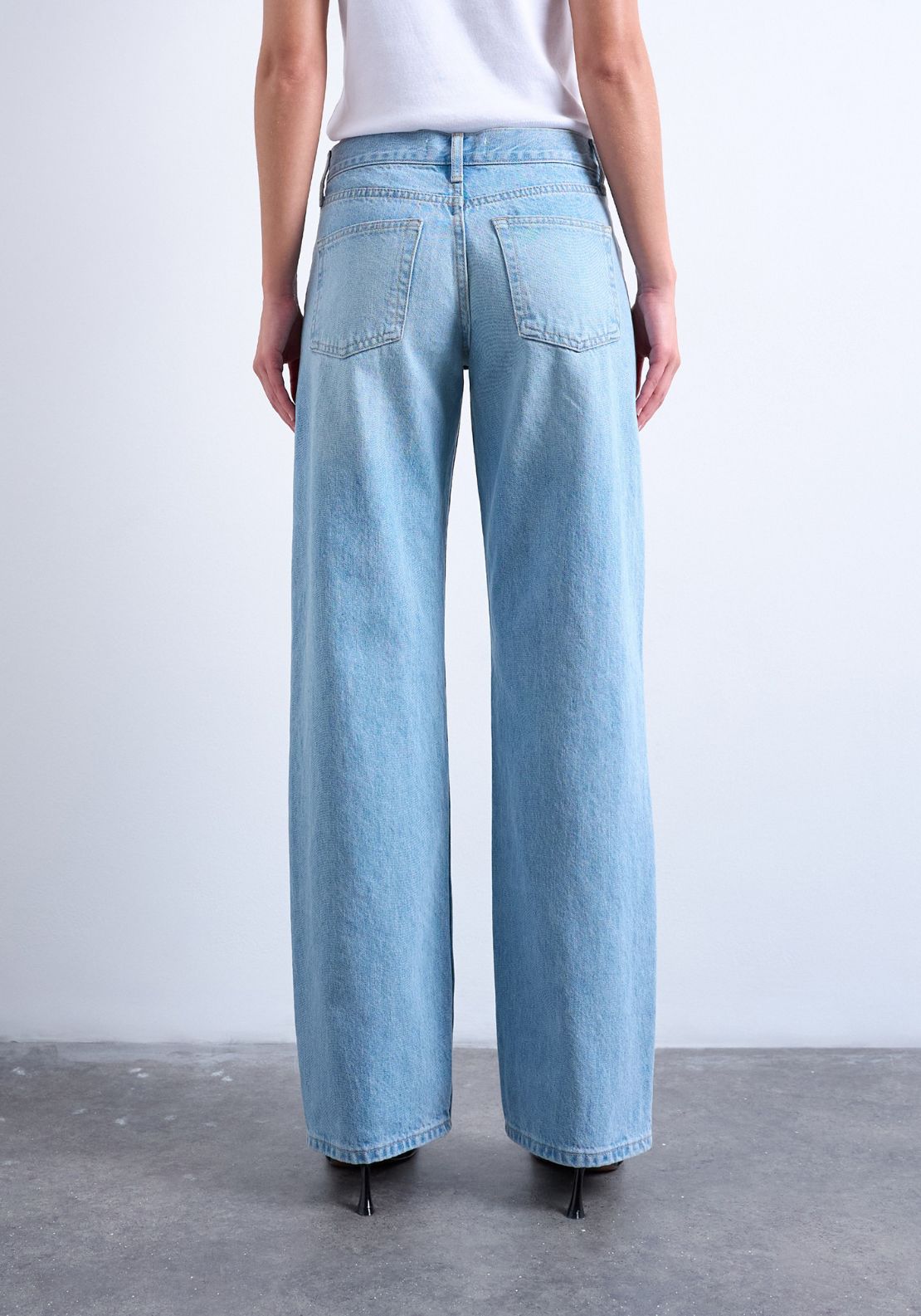 Topshop Cinch Low Rise Wide Jean - Blue Denim 2 Shaws Department Stores