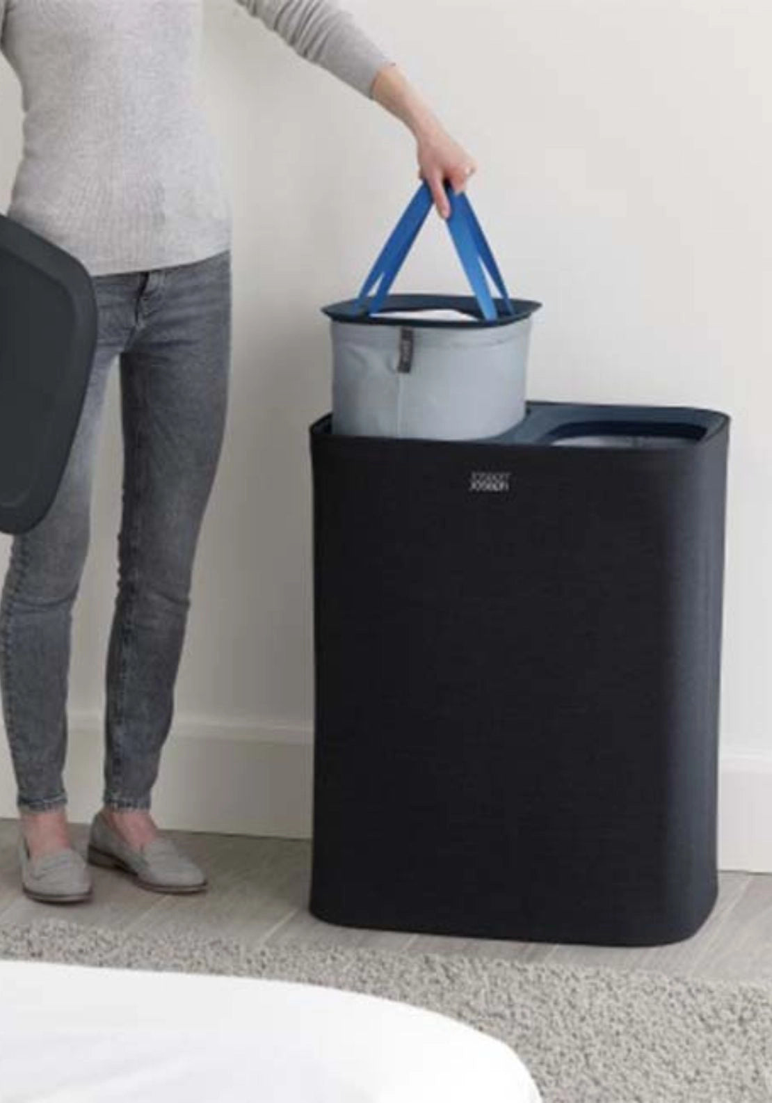 Joseph Joseph 50004JJ Tota™ 90-litre Laundry Separation Basket - Black 2 Shaws Department Stores