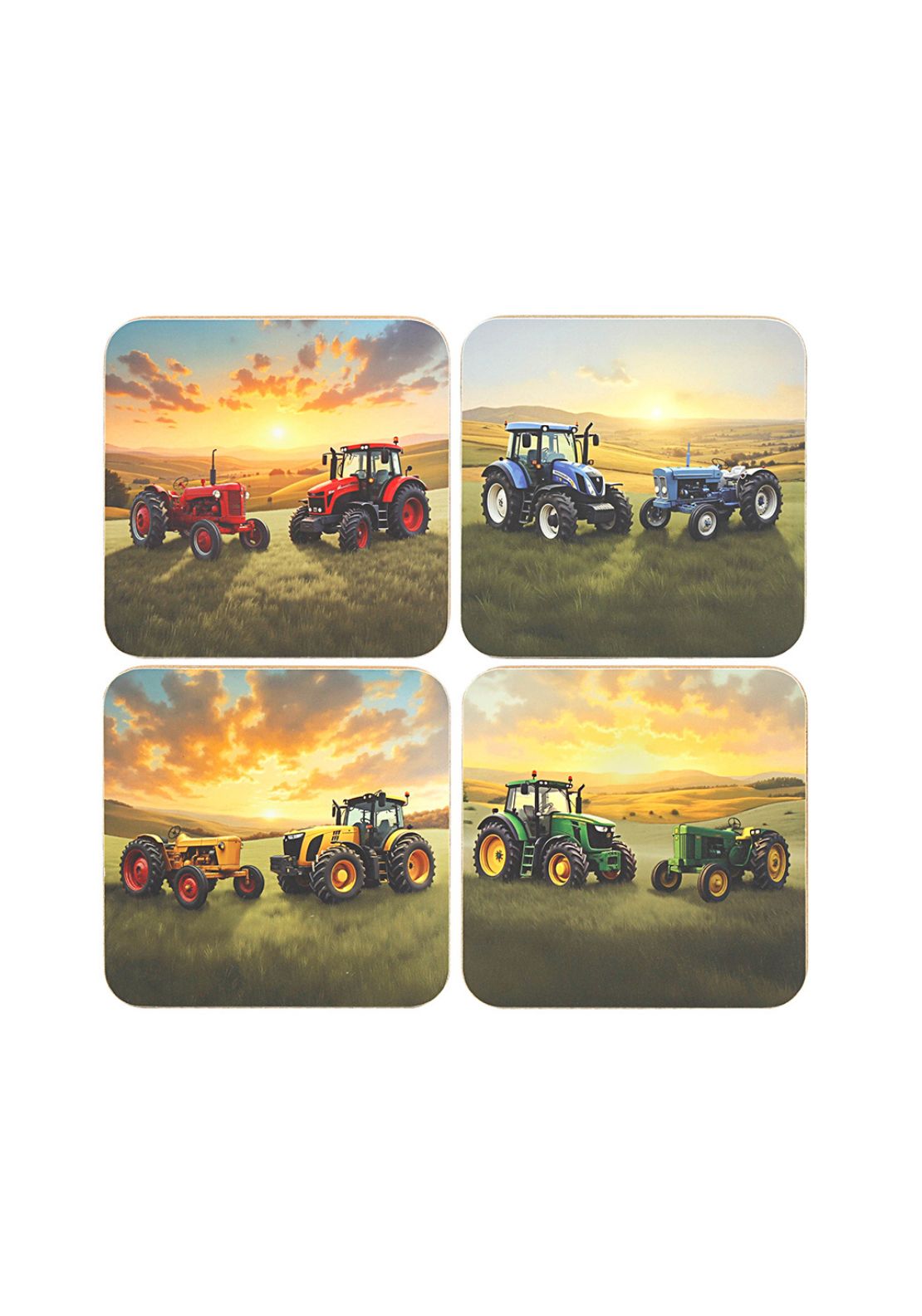 Tractor Design Coasters Set of 4 - Multi