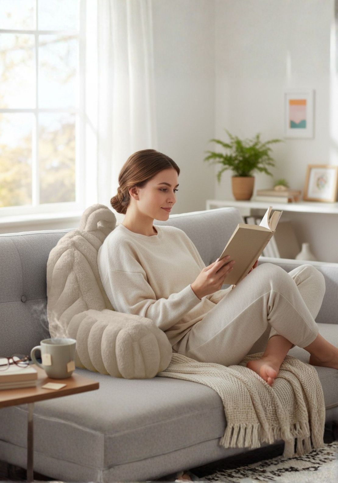 The Home Collection Chunky Ribbed Back Support Pillow - Nude 1 Shaws Department Stores