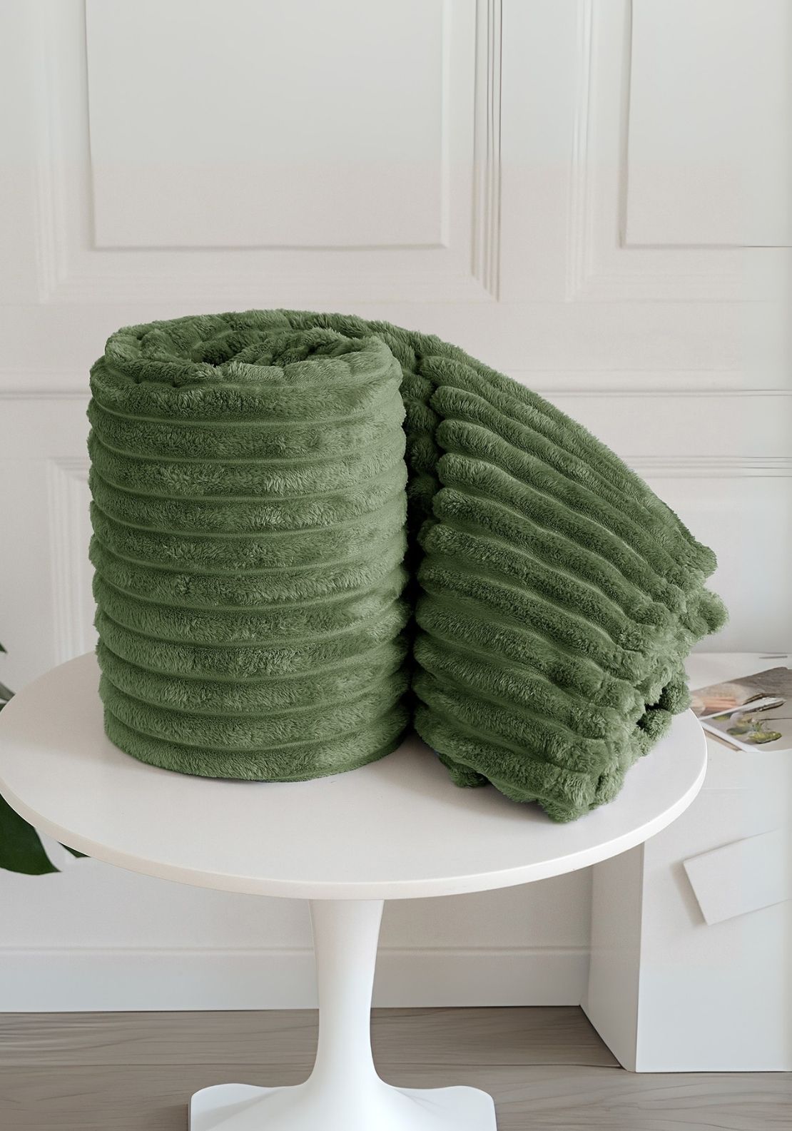 Ribbed Throw 220 x 240 cm - Green