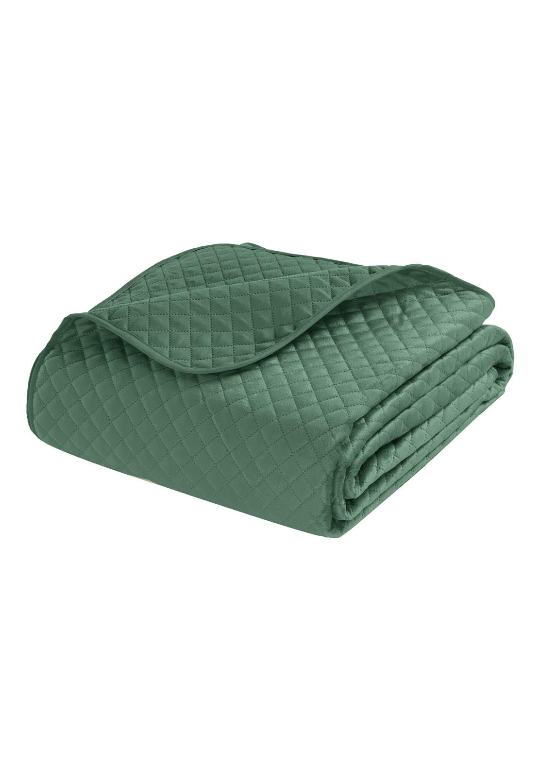 The Home Collection Quilted Velvet Pinsonic Throw - Green 3 Shaws Department Stores