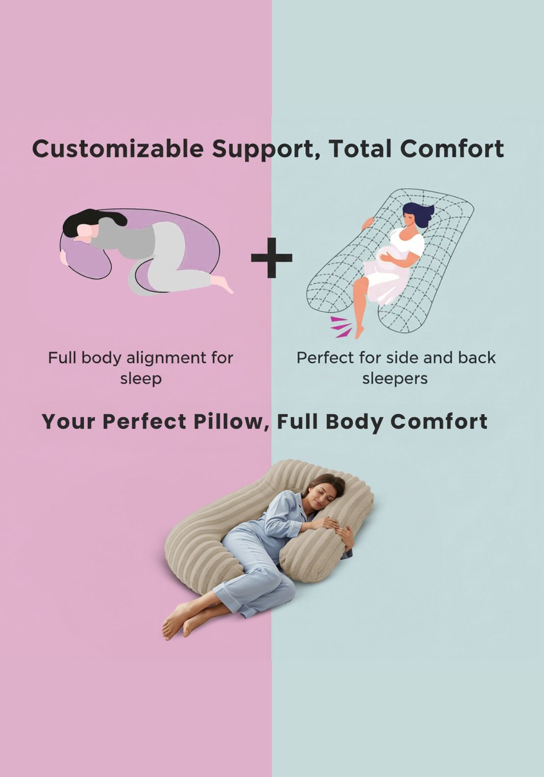 The Home Collection Chunky Ribbed Maternity Pillow - Nude 2 Shaws Department Stores