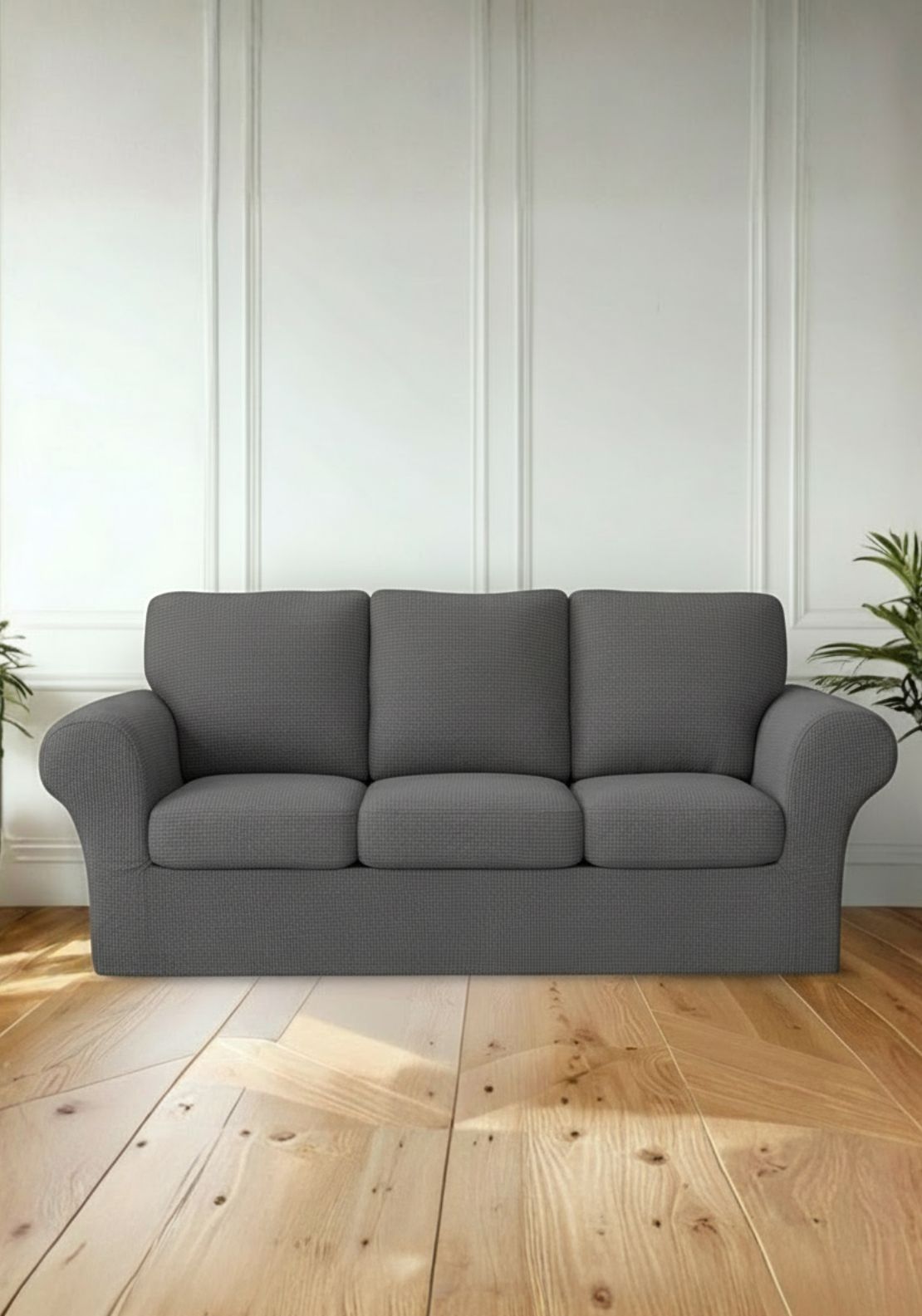 The Home Collection 3 Seater Delby Sofa Cover Set - Charcoal 1 Shaws Department Stores