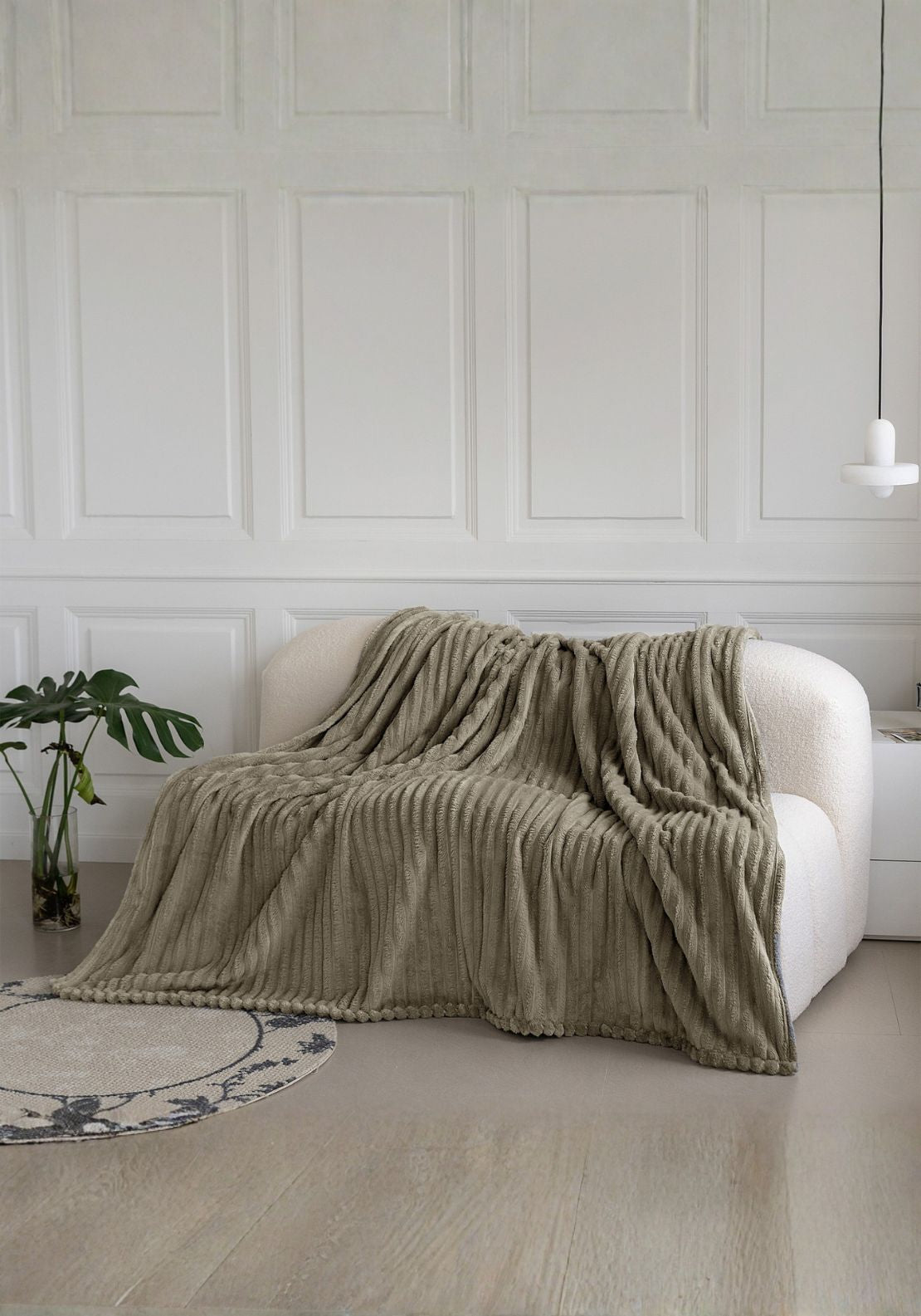 The Home Collection Chunky Ribbed Throw 150 x 200cm - Beige 1 Shaws Department Stores