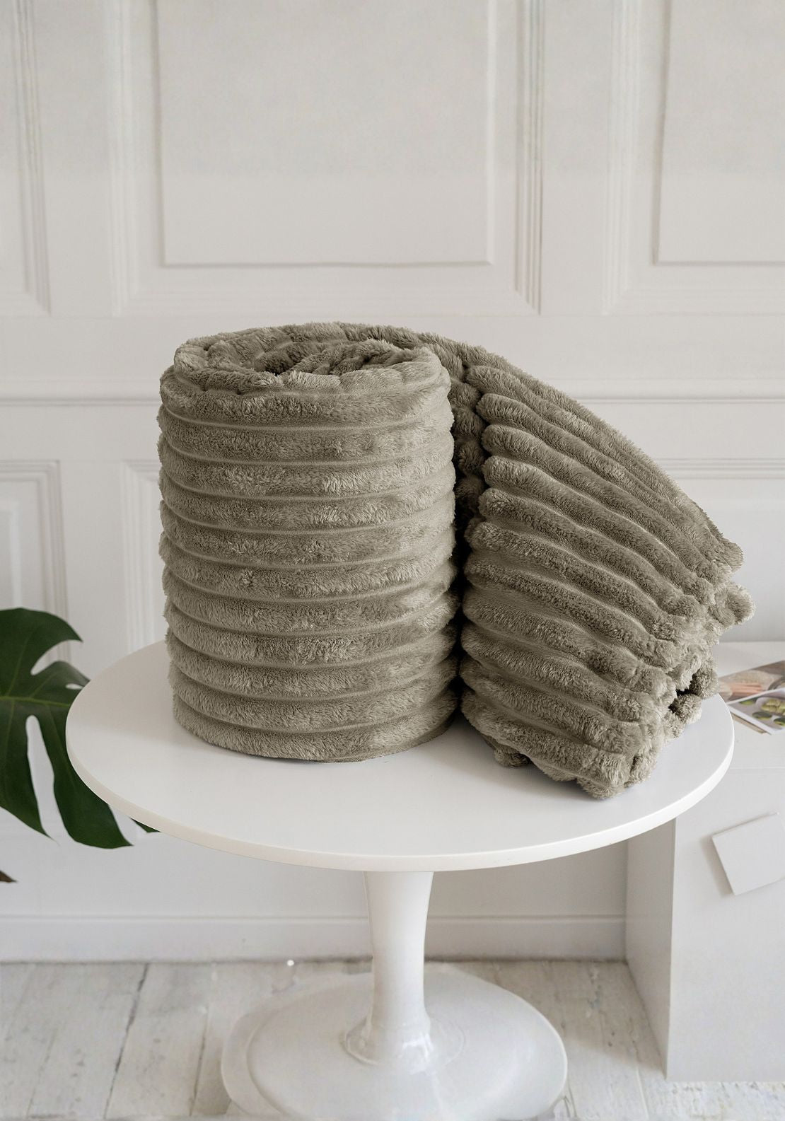 The Home Collection Chunky Ribbed Throw 150 x 200cm - Beige 3 Shaws Department Stores