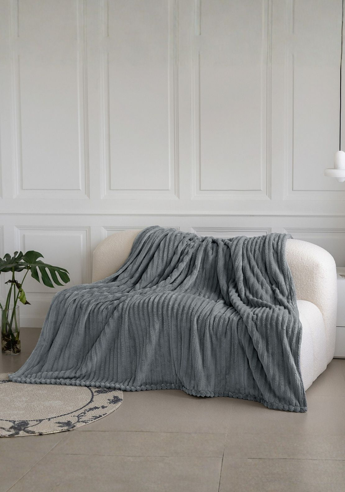 The Home Collection Chunky Ribbed Throw 150 x 200cm - Grey 1 Shaws Department Stores
