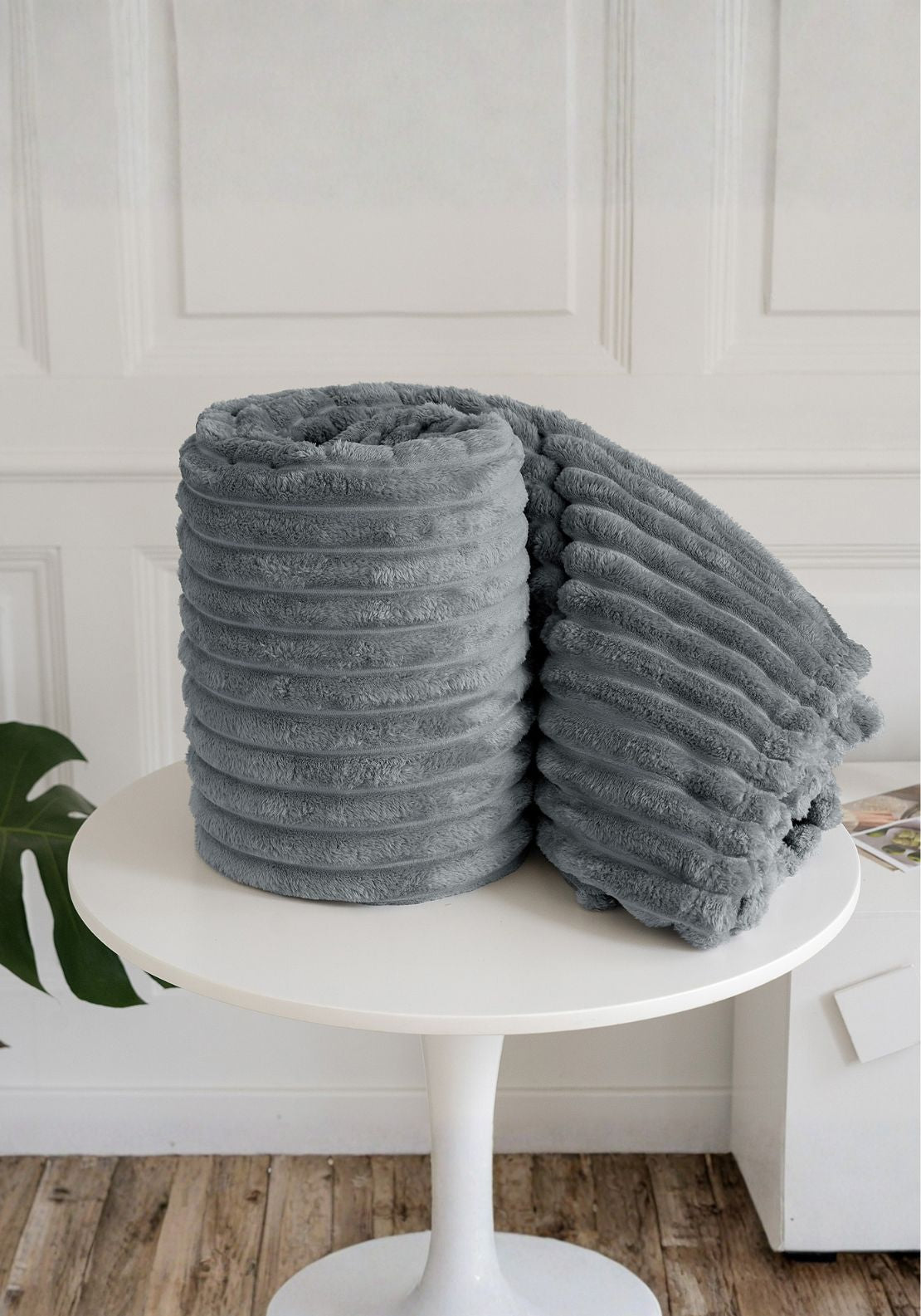 The Home Collection Chunky Ribbed Throw 150 x 200cm - Grey 3 Shaws Department Stores