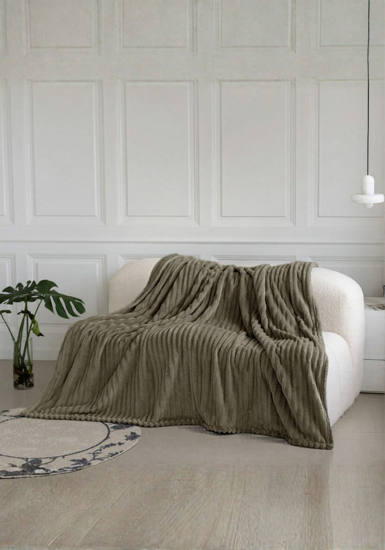The Home Collection Plush Ribbed Throw - Beige 1 Shaws Department Stores