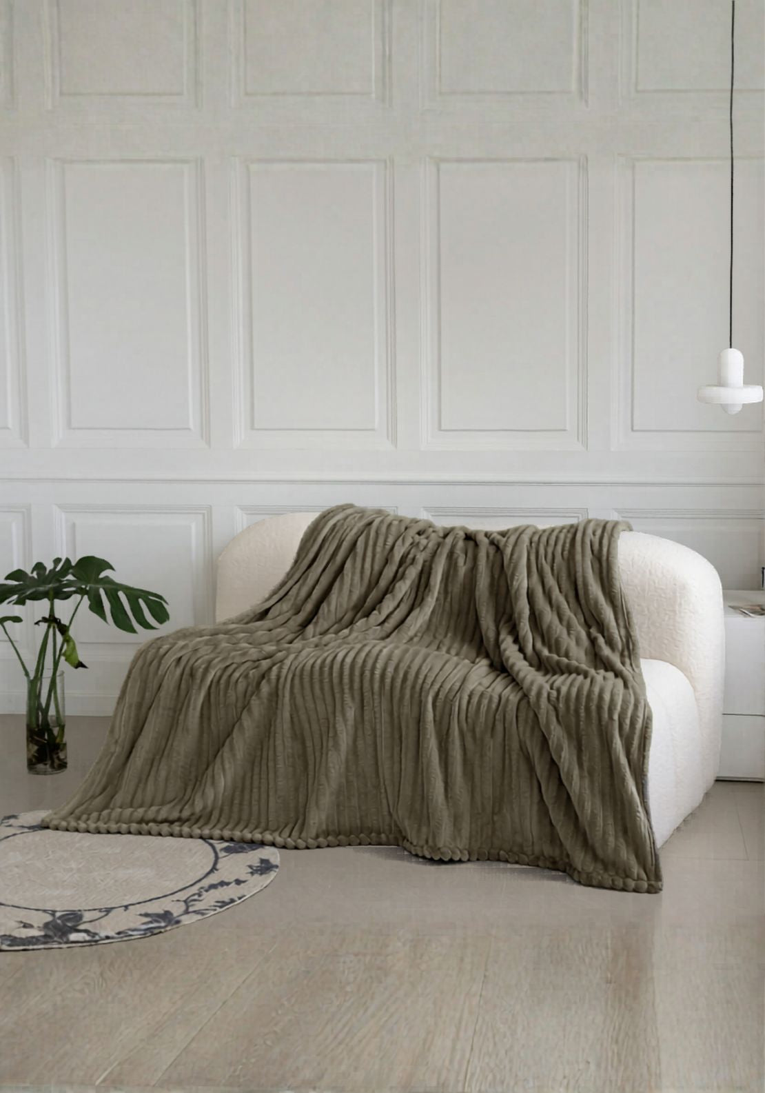 The Home Collection Plush Ribbed Throw - Beige 1 Shaws Department Stores