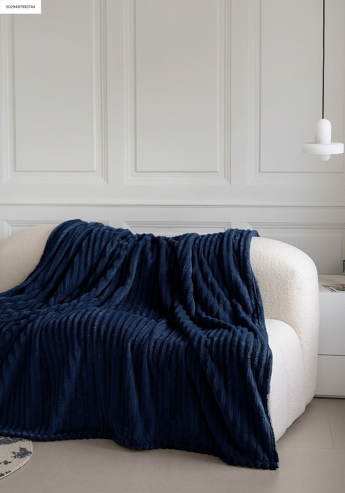 Ribbed Throw 220 x 240 cm - Navy