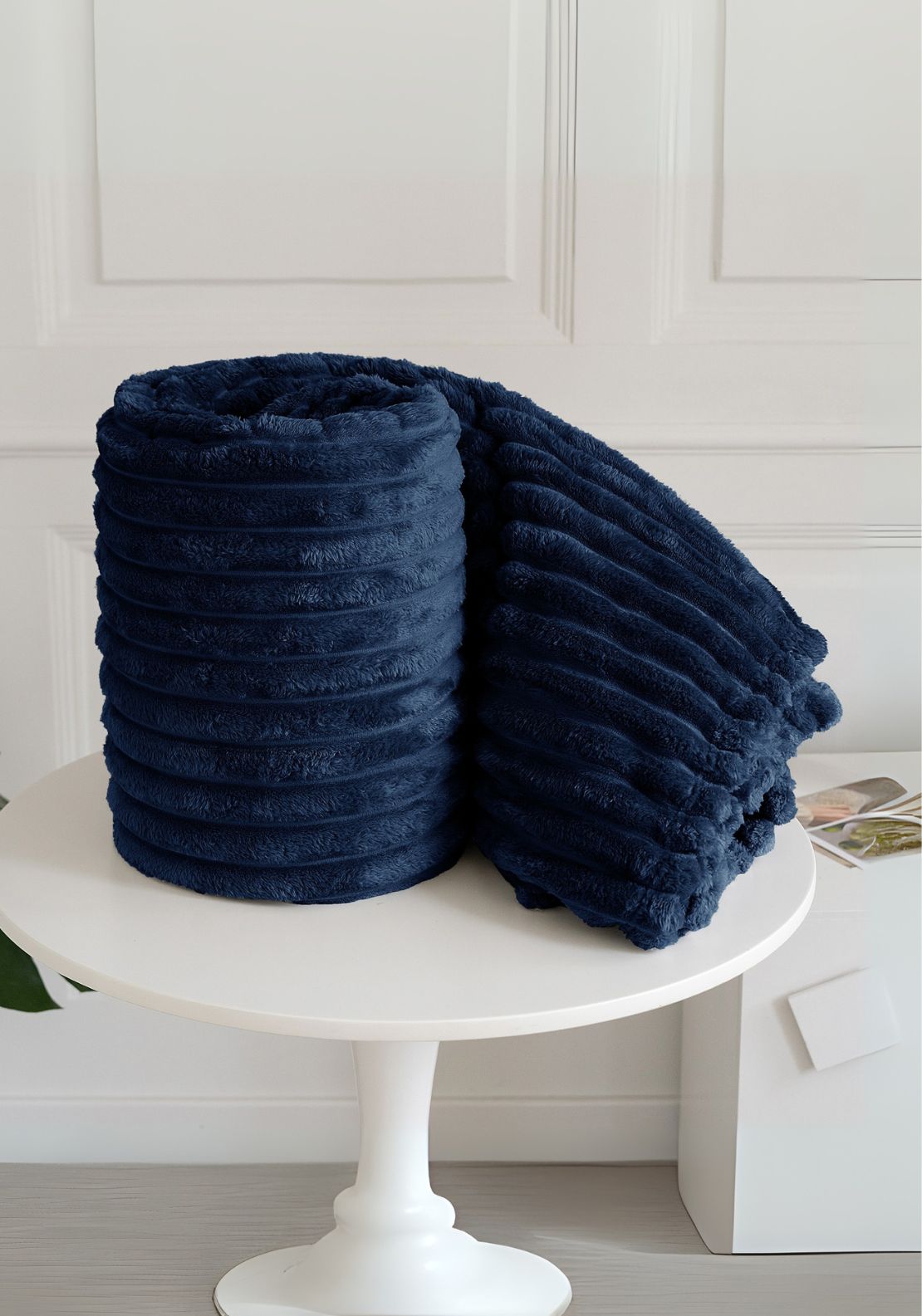 Ribbed Throw 220 x 240 cm - Navy