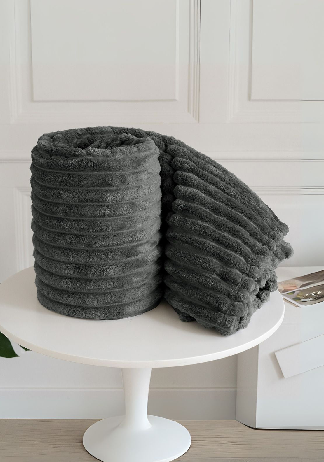 Ribbed Throw 220 x 240 cm - Grey