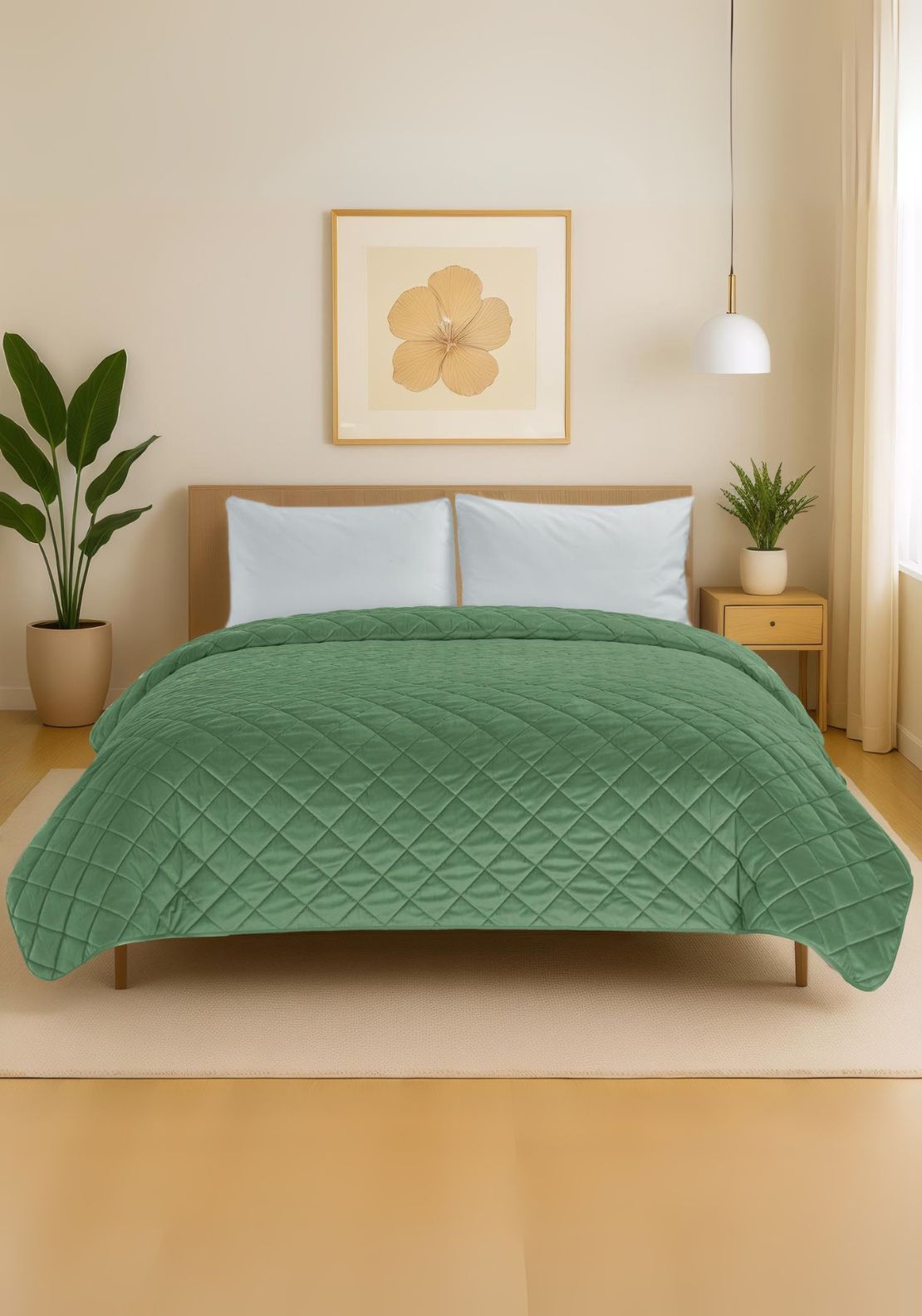 The Home Collection Velvet Pinsonic Throw - Green 1 Shaws Department Stores