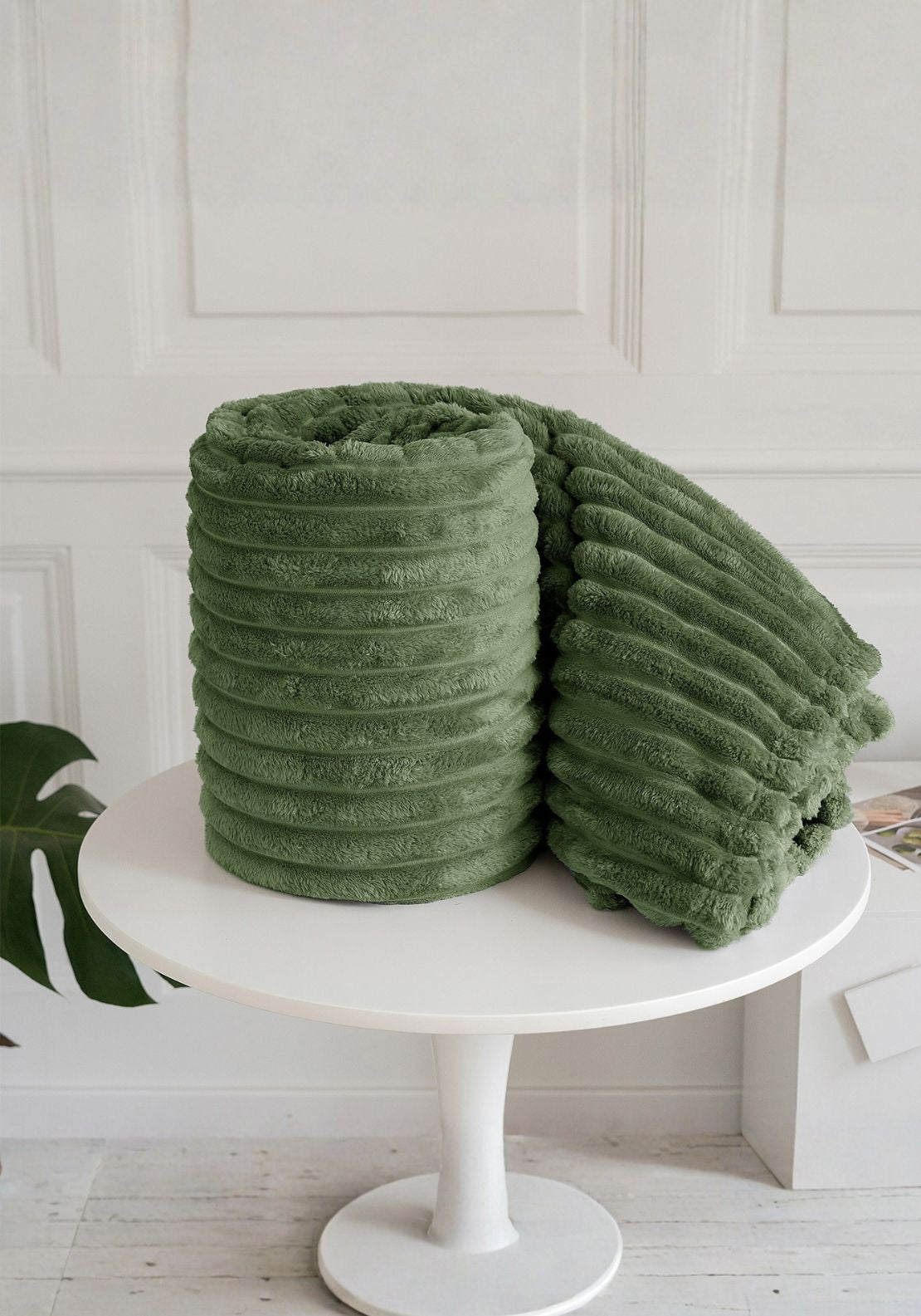 The Home Collection Chunky Ribbed Throw 150 x 200cm - Green 3 Shaws Department Stores