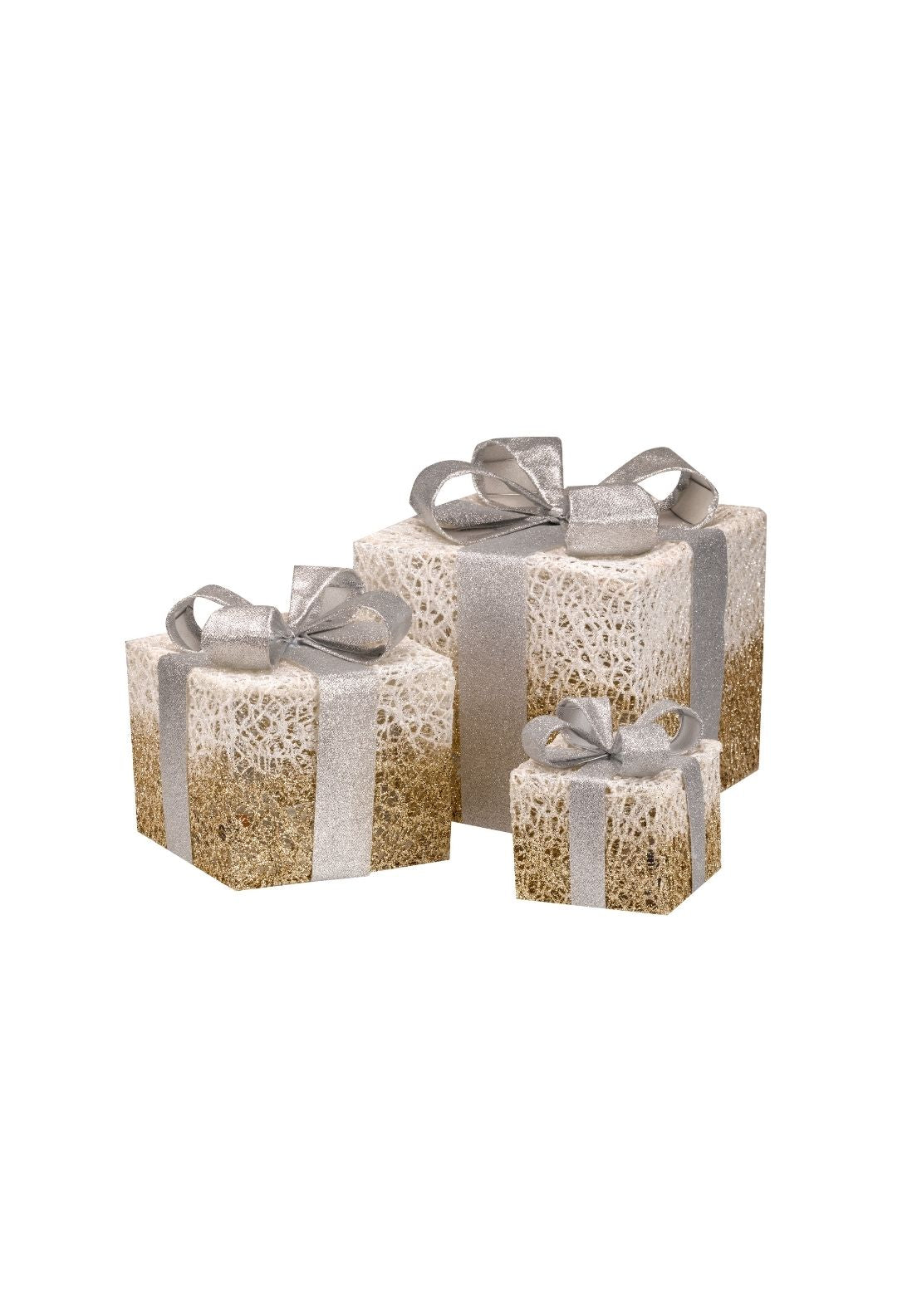 The Home Christmas Set Of 3 Sparkly Faux Gift Boxes - Gold 1 Shaws Department Stores