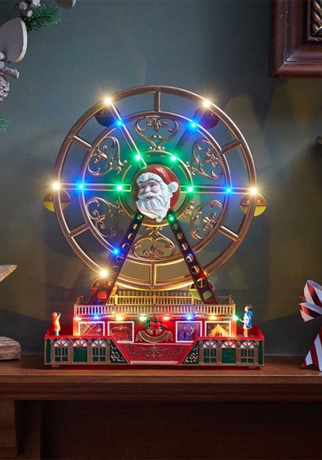 The Home Christmas LED Santas Ferris Wheel Snow Scene - Multi 2 Shaws Department Stores