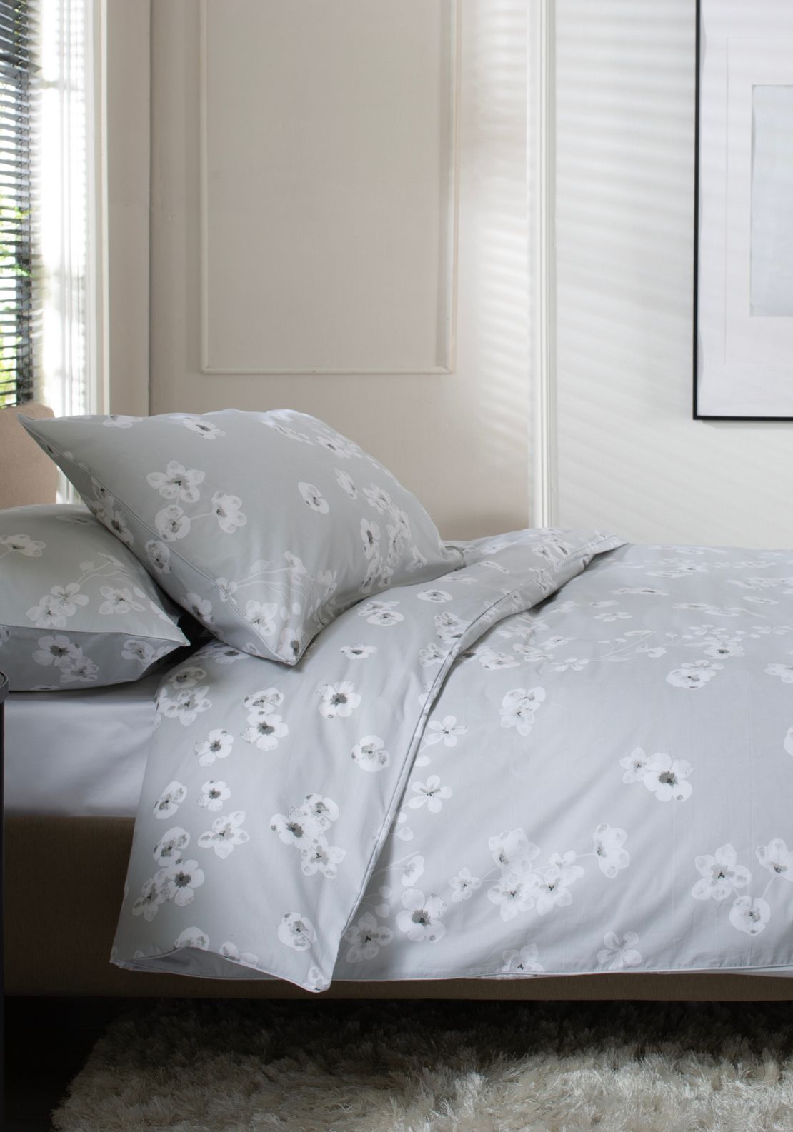 The Lyndon Company 1000% Cotton Petite Fleur Duvet Cover Set - Grey 2 Shaws Department Stores