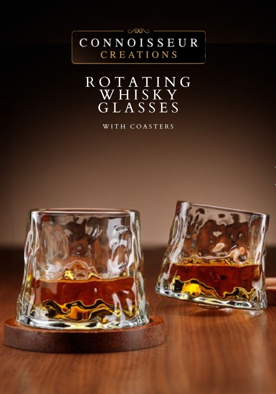 The Home Collection Rotating Whisky Glasses with Coaster Set of 2 1 Shaws Department Stores