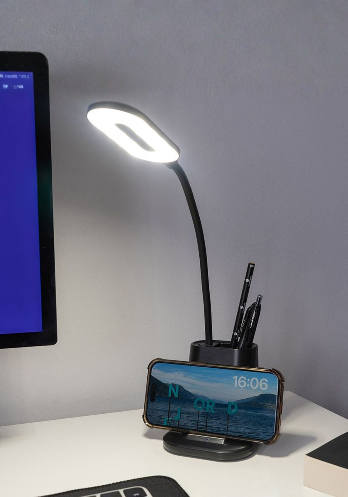 The Home Collection Wireless Charging Desk Lamp &amp; Tidy - Black 1 Shaws Department Stores