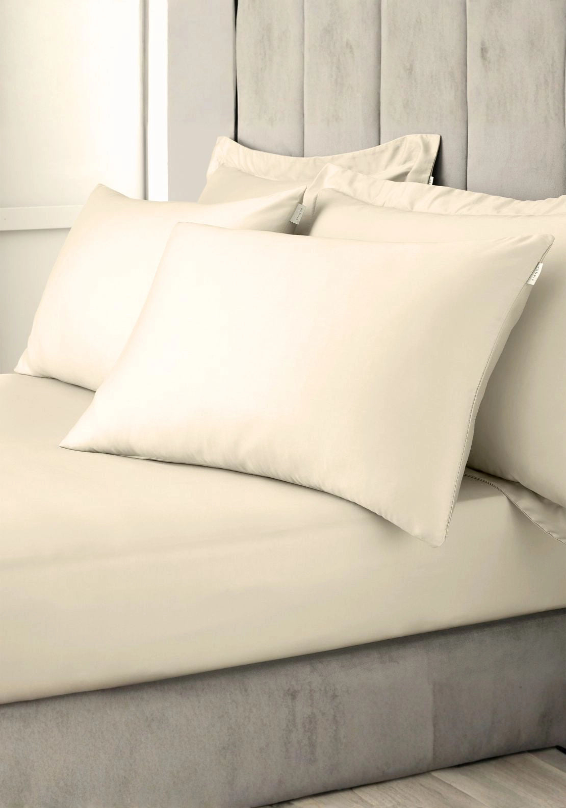 100% Cotton Sateen 400 Thread Count Standard Pillowcase Pair - Cream