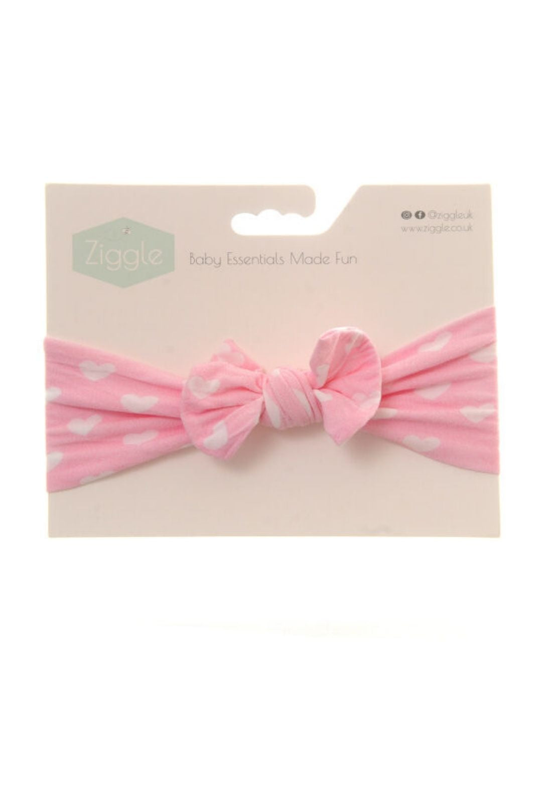 Heart Print Top Bow Turban Headband - Pink
