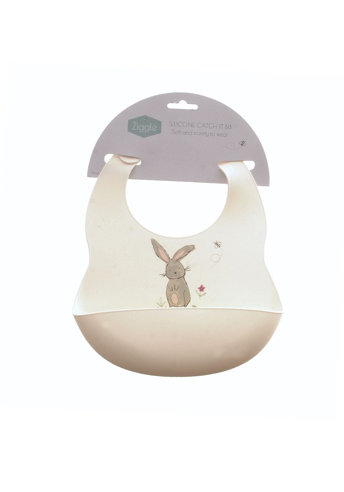 Silicone Bunny Print Bib - Pink