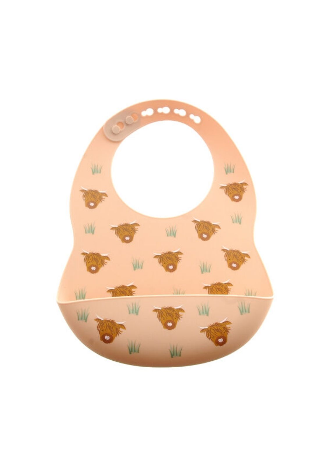 Silicone Highland Cow Print Bib - Pink