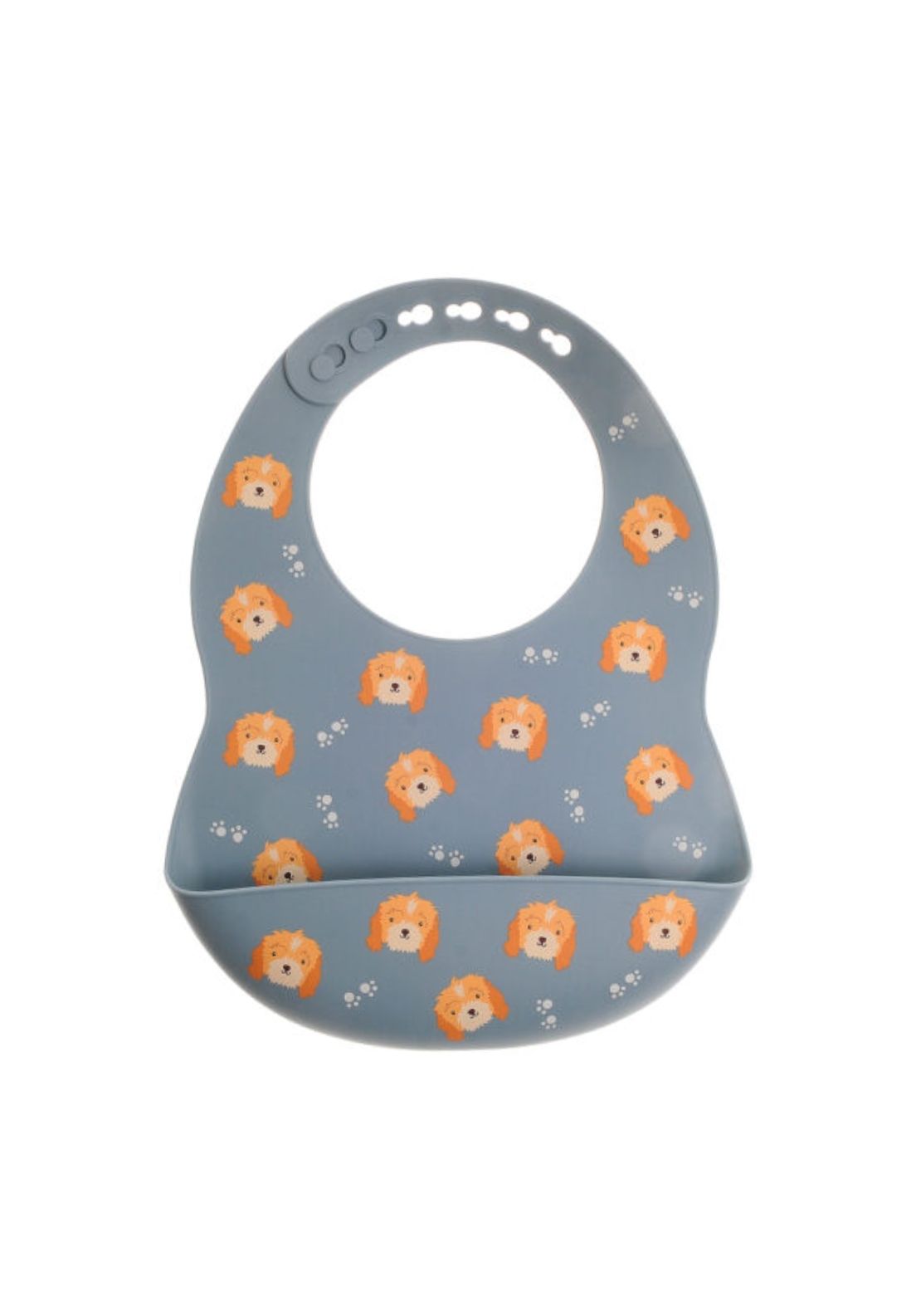 Silicone Cockapoo Print Bib - Grey