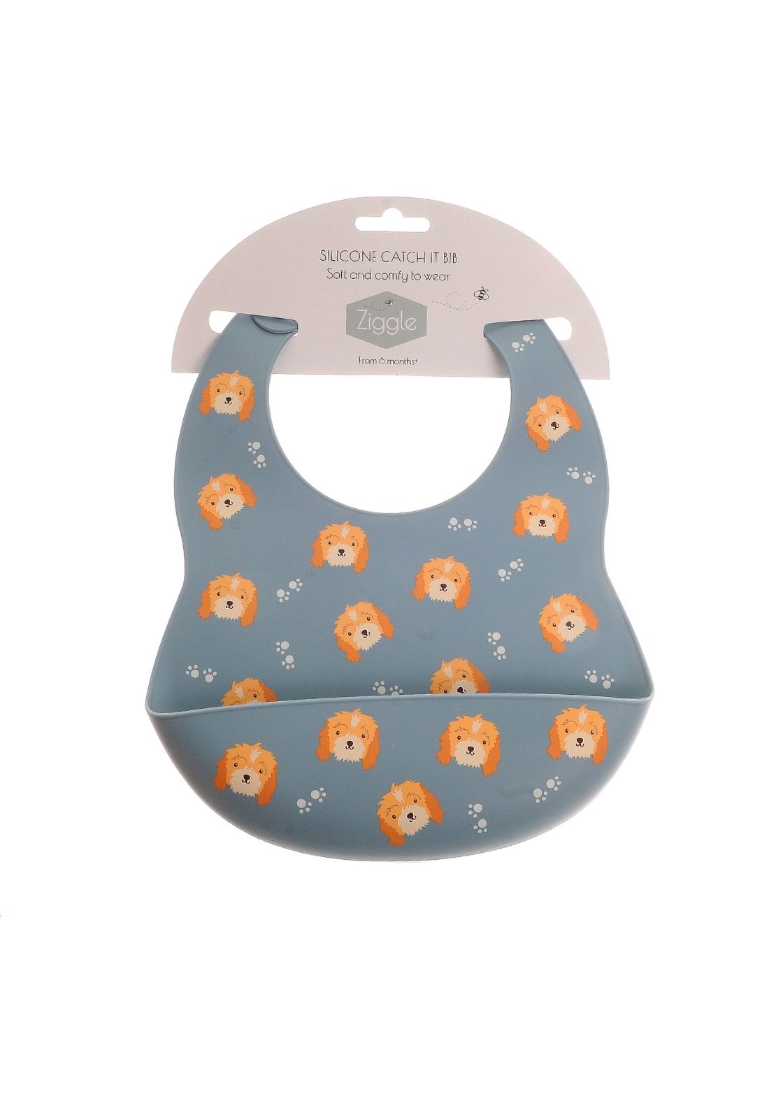 Silicone Cockapoo Print Bib - Grey