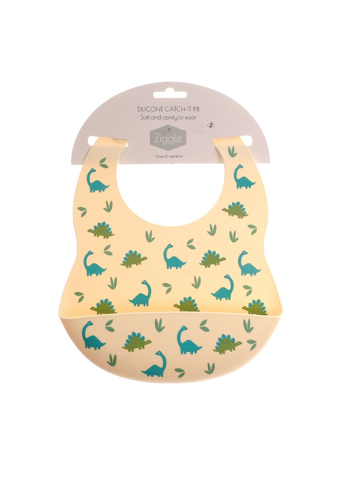 Silicone Dinosaur Print Bib - Blue