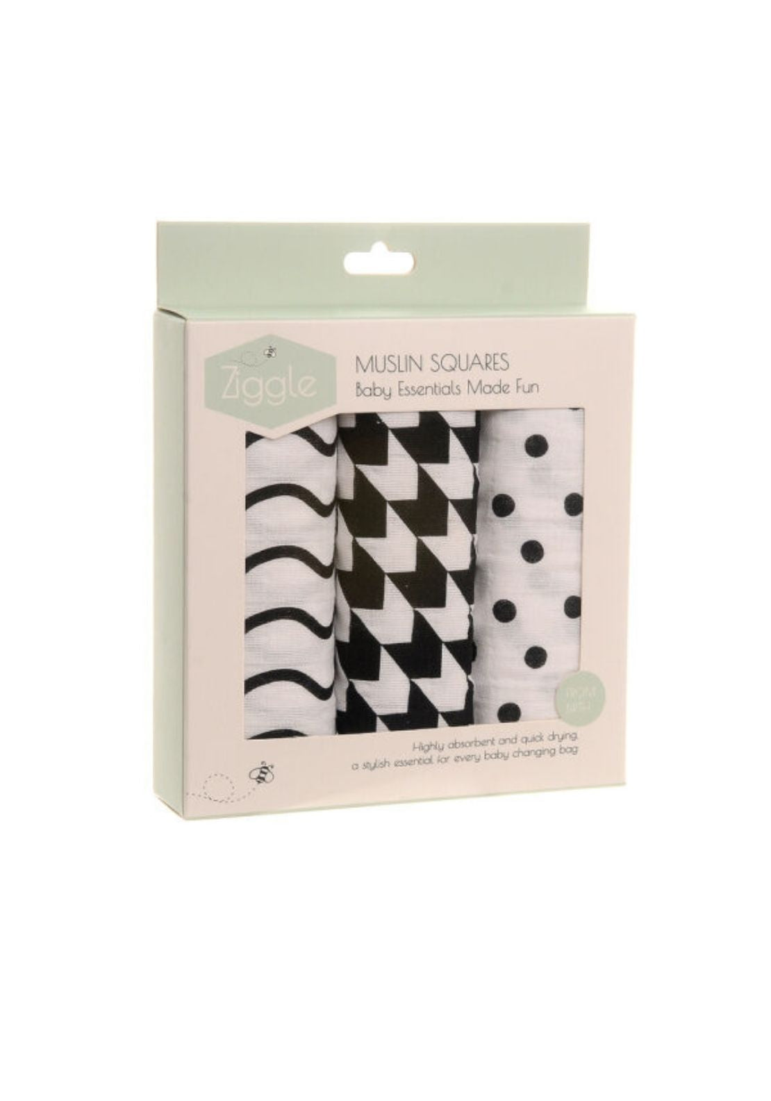 3 Pack Muslin Cloths - Black
