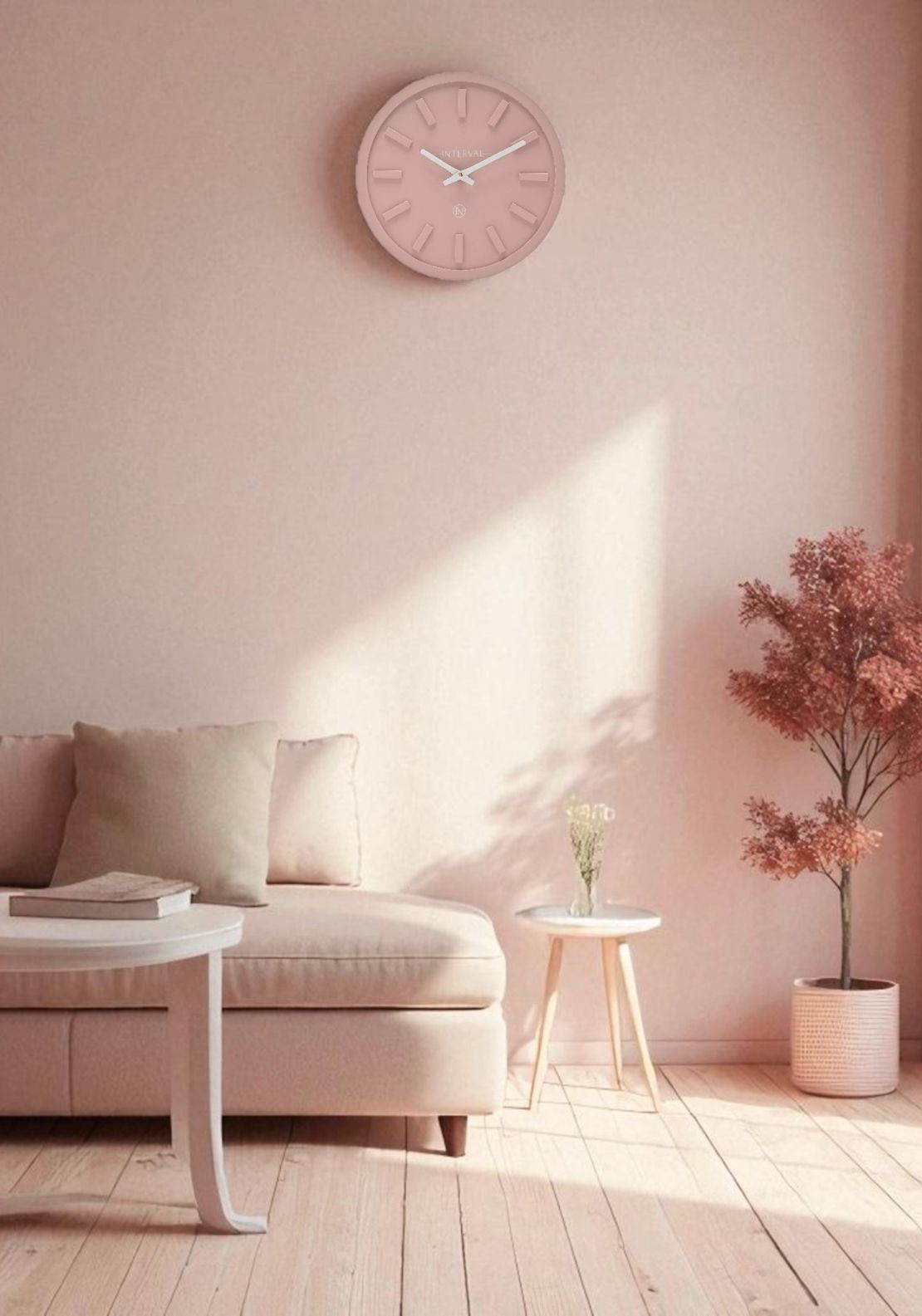 Minimalist Wall Clock With Matt Finish - Pink
