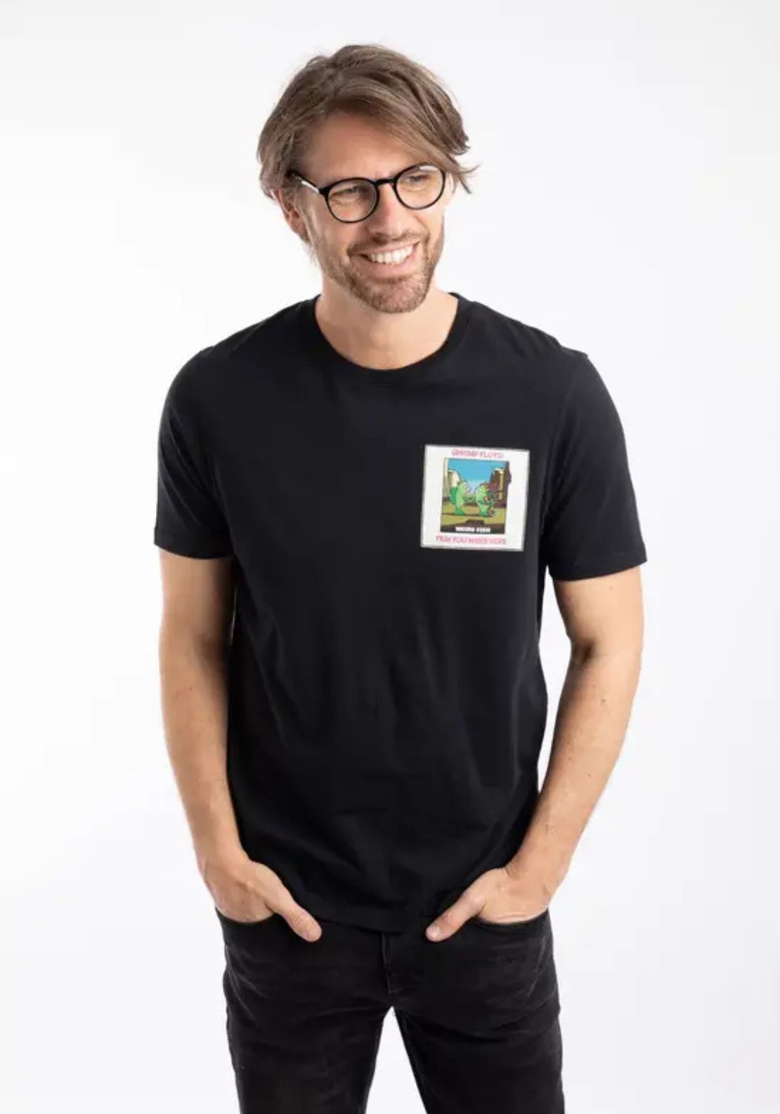 Weird Fish 100% Cotton Fish You Were Here Back Print Artist T-shirt - Black 1 Shaws Department Stores