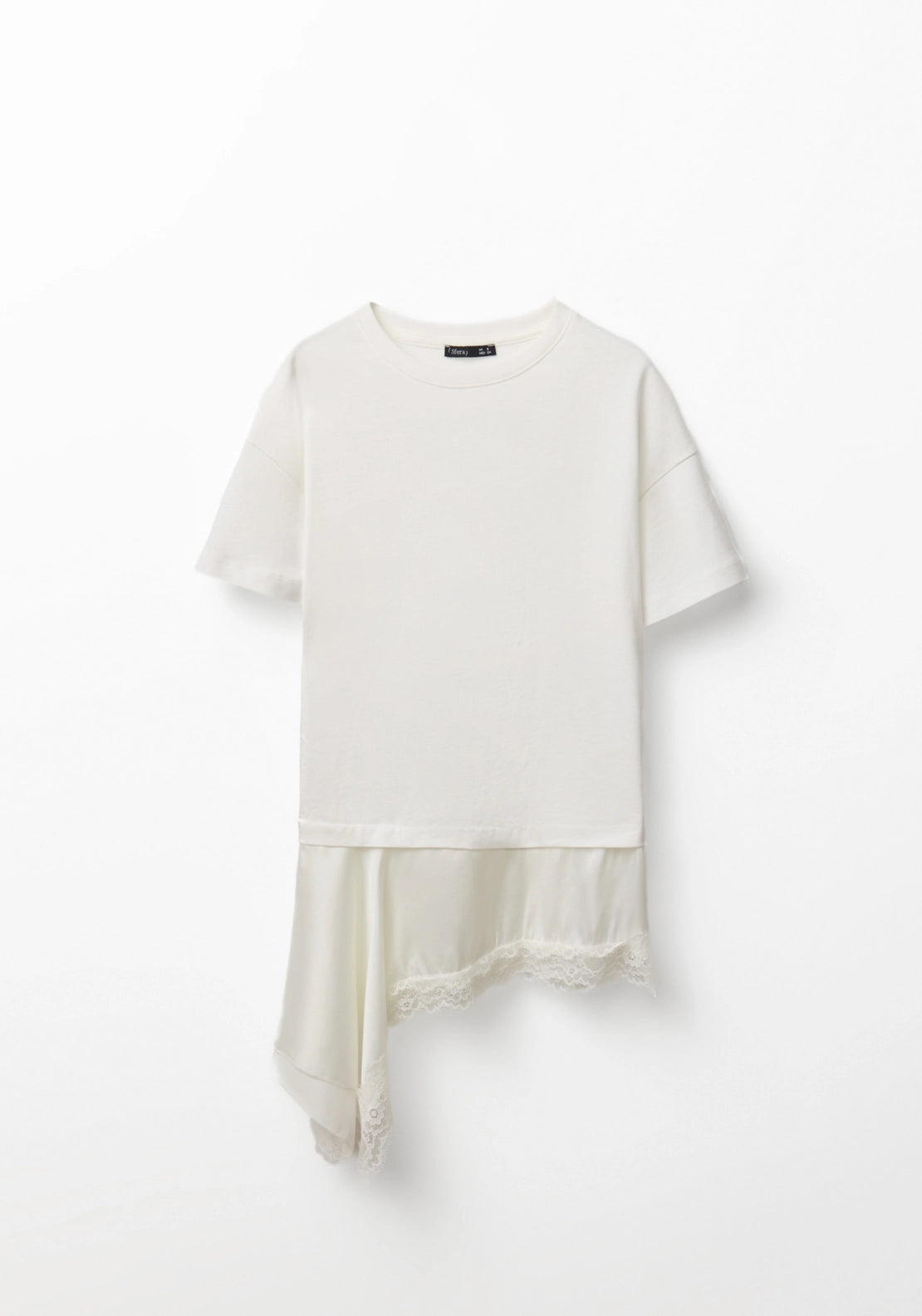 Mixed-Fabric Lace T-Shirt - White