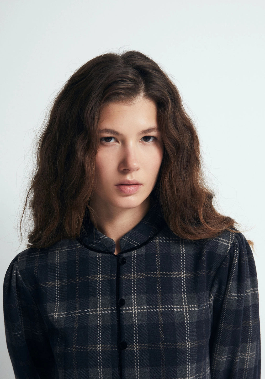 Cropped Check Jacket - Blue