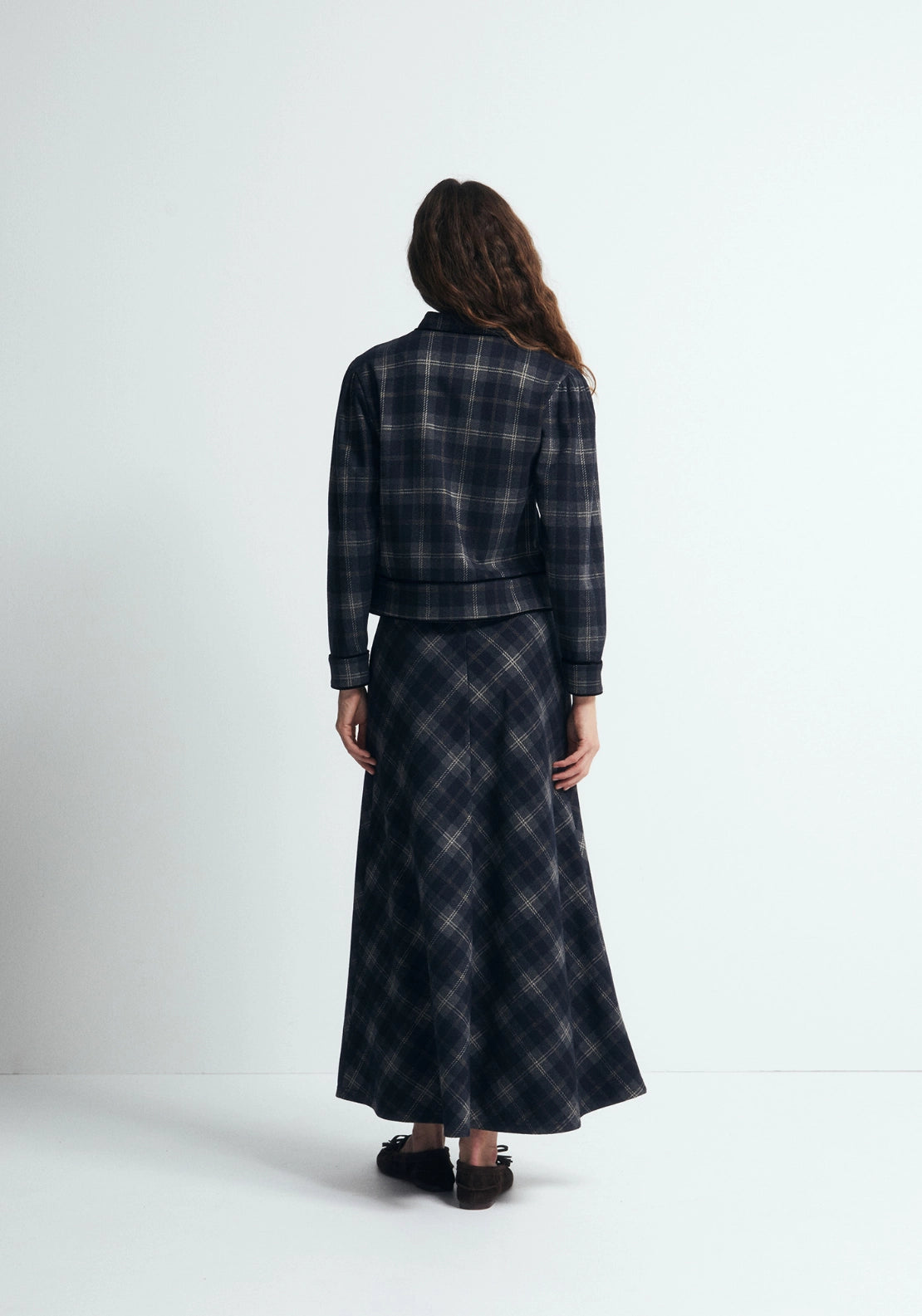 Cropped Check Jacket - Blue