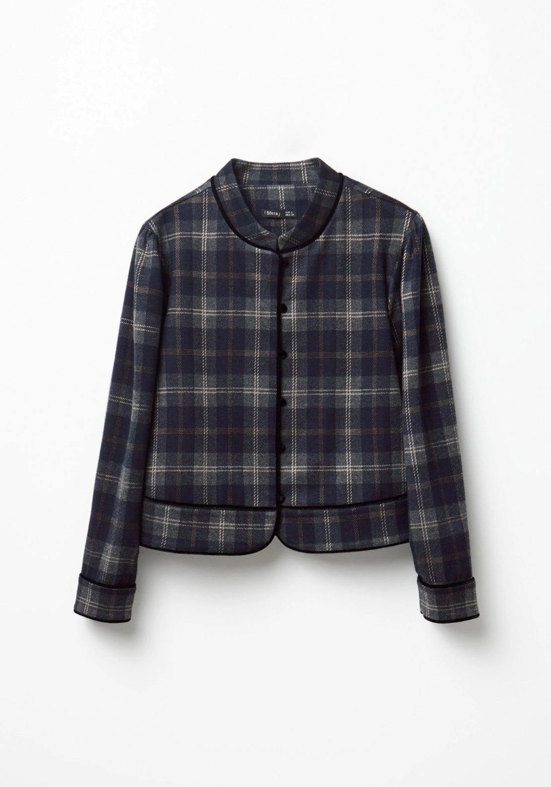 Cropped Check Jacket - Blue