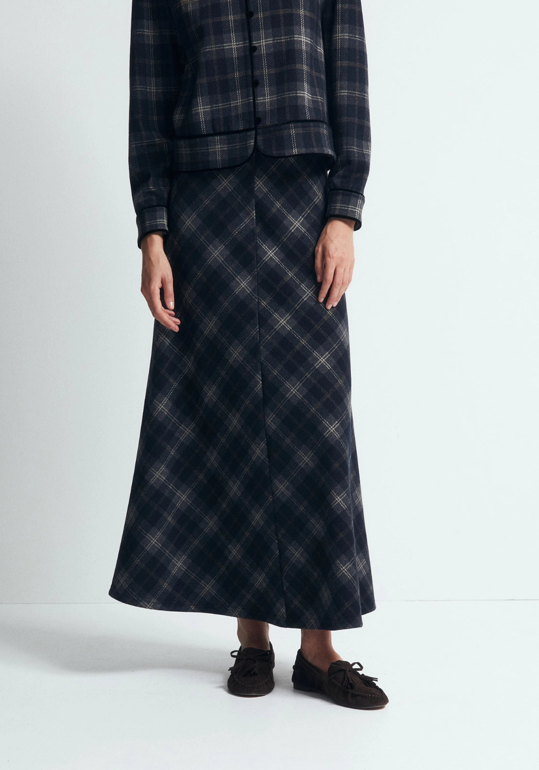 Check Scarf Skirt - Blue