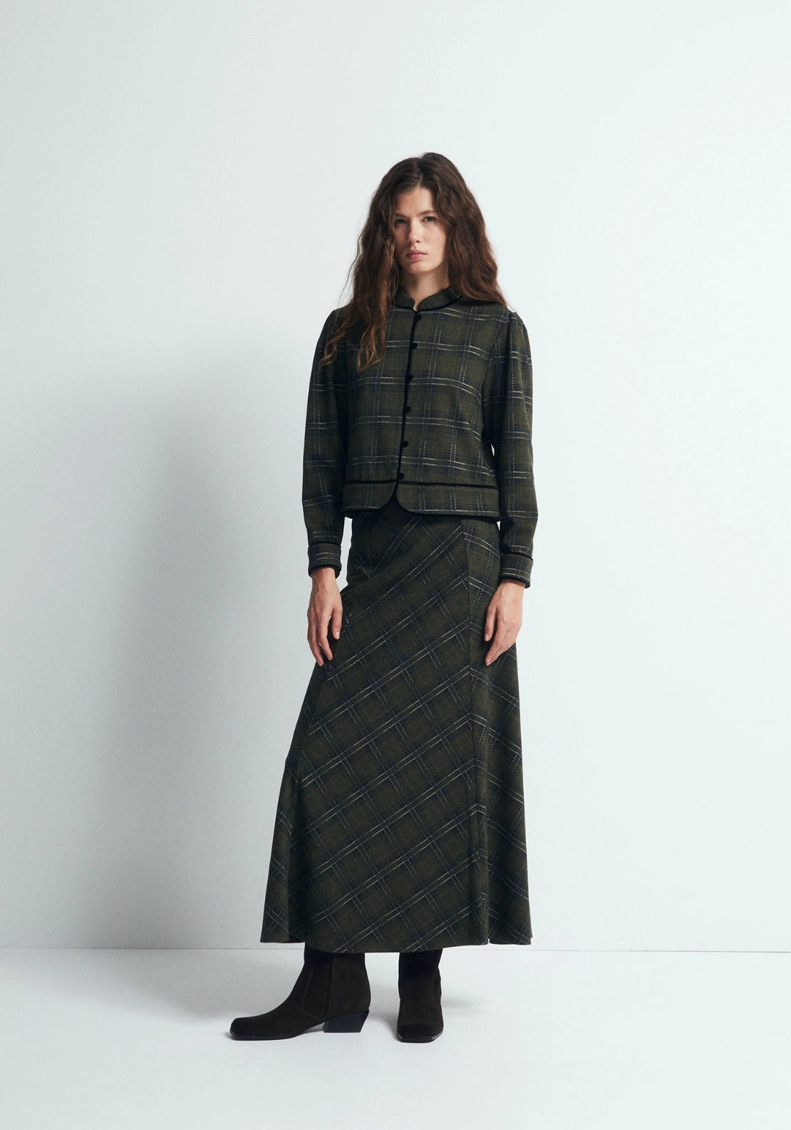 Check Scarf Skirt - Green
