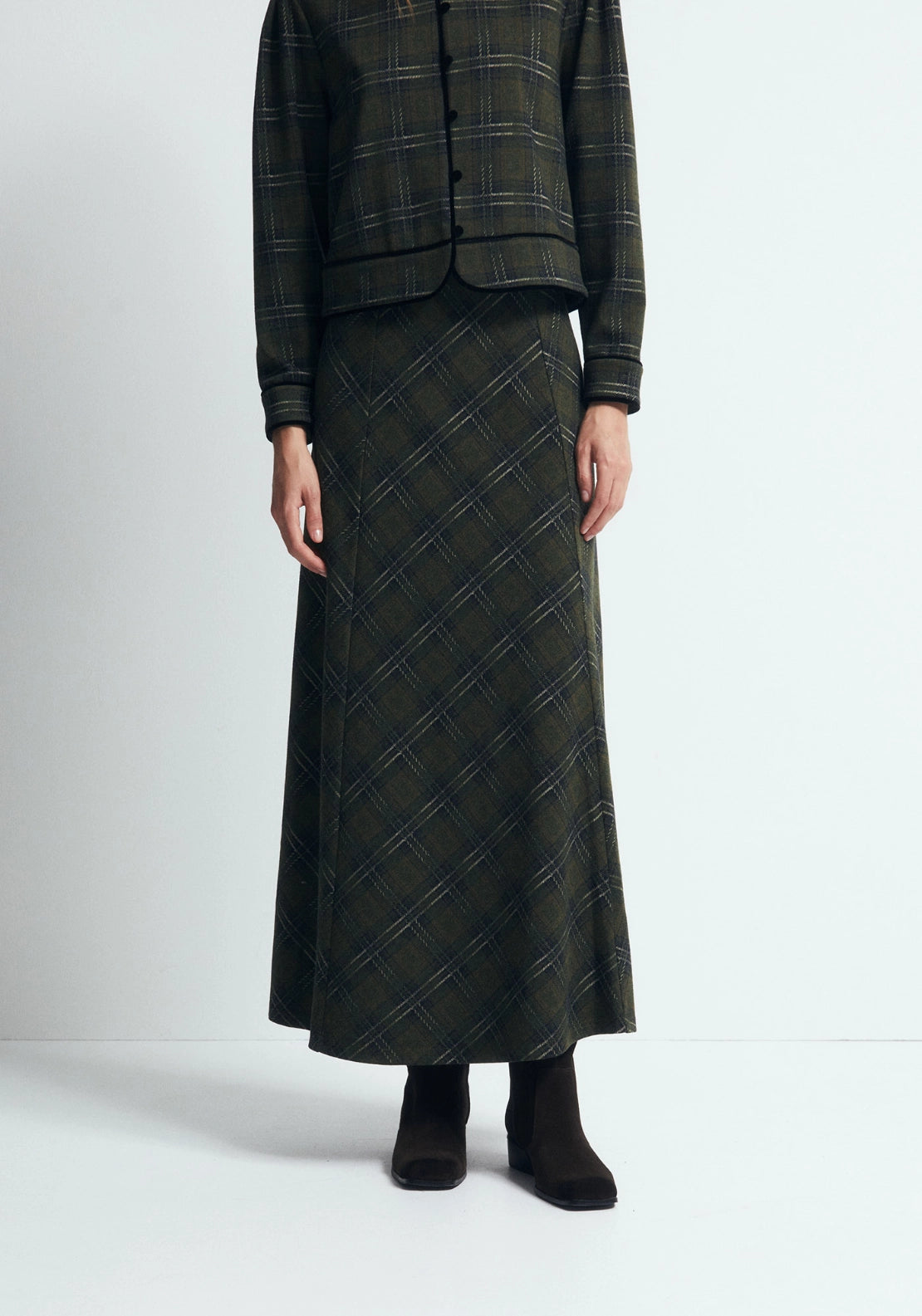 Check Scarf Skirt - Green