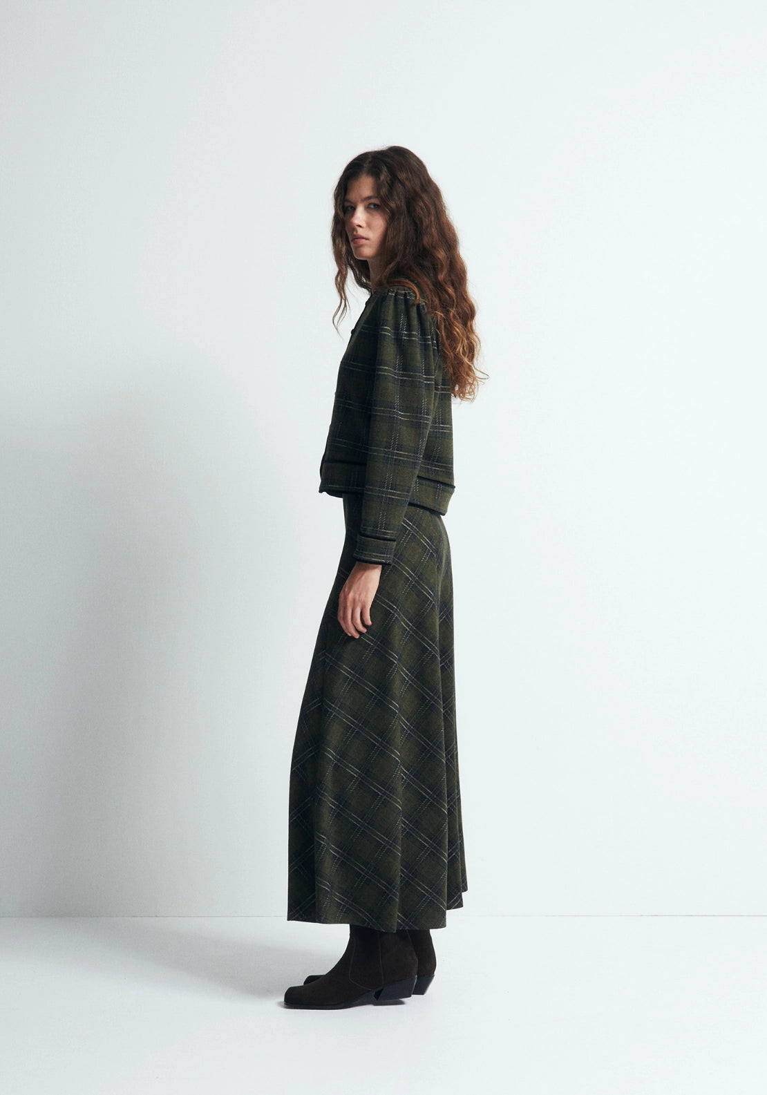 Check Scarf Skirt - Green