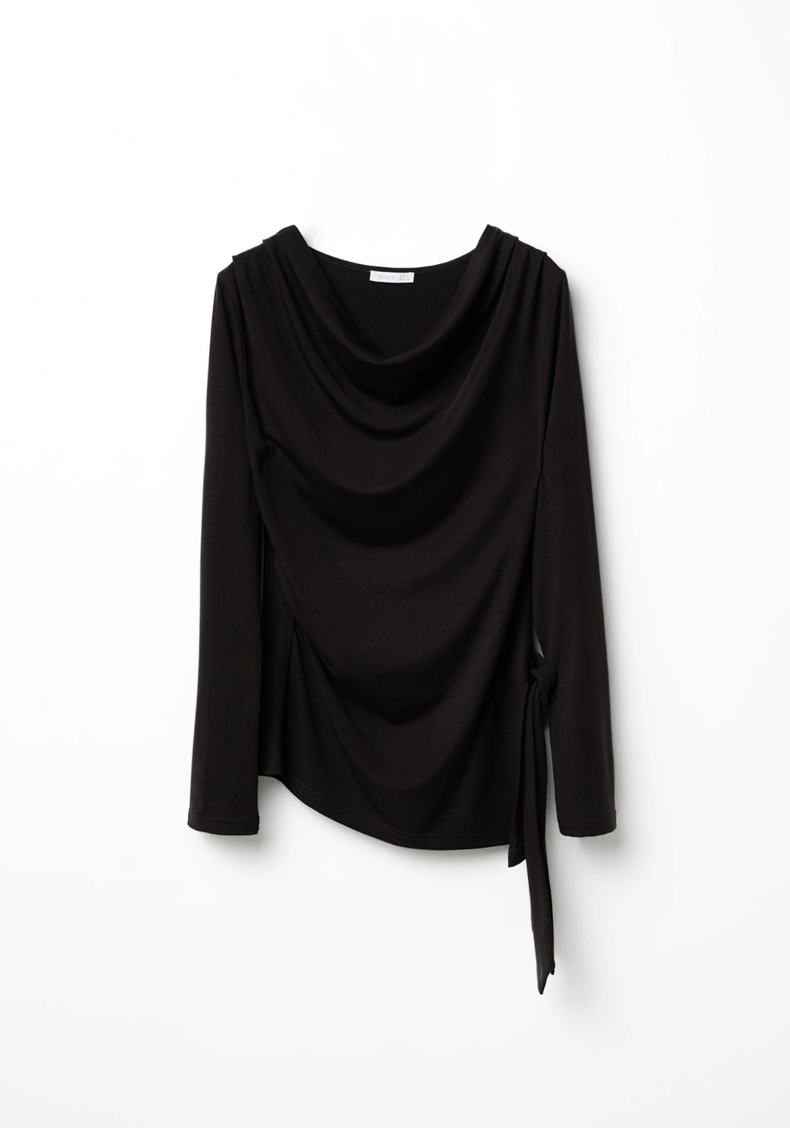 Side Knot Drape Top - Black