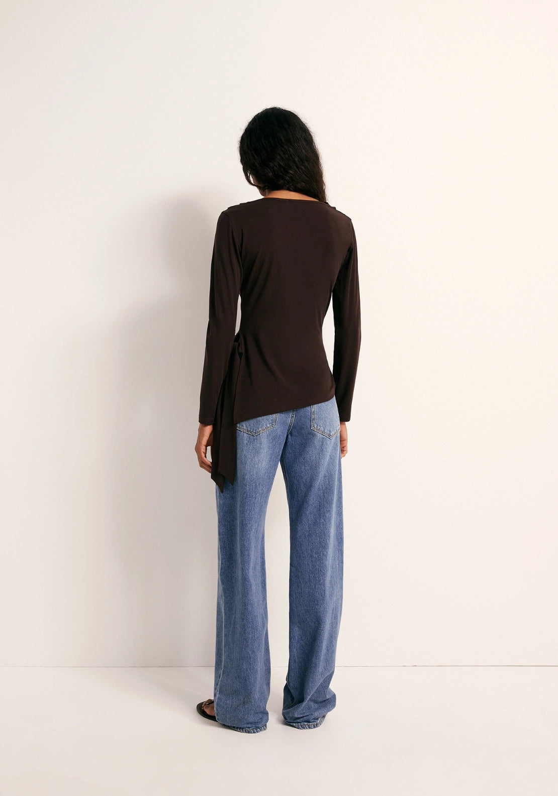 Side Knot Drape Top - Brown