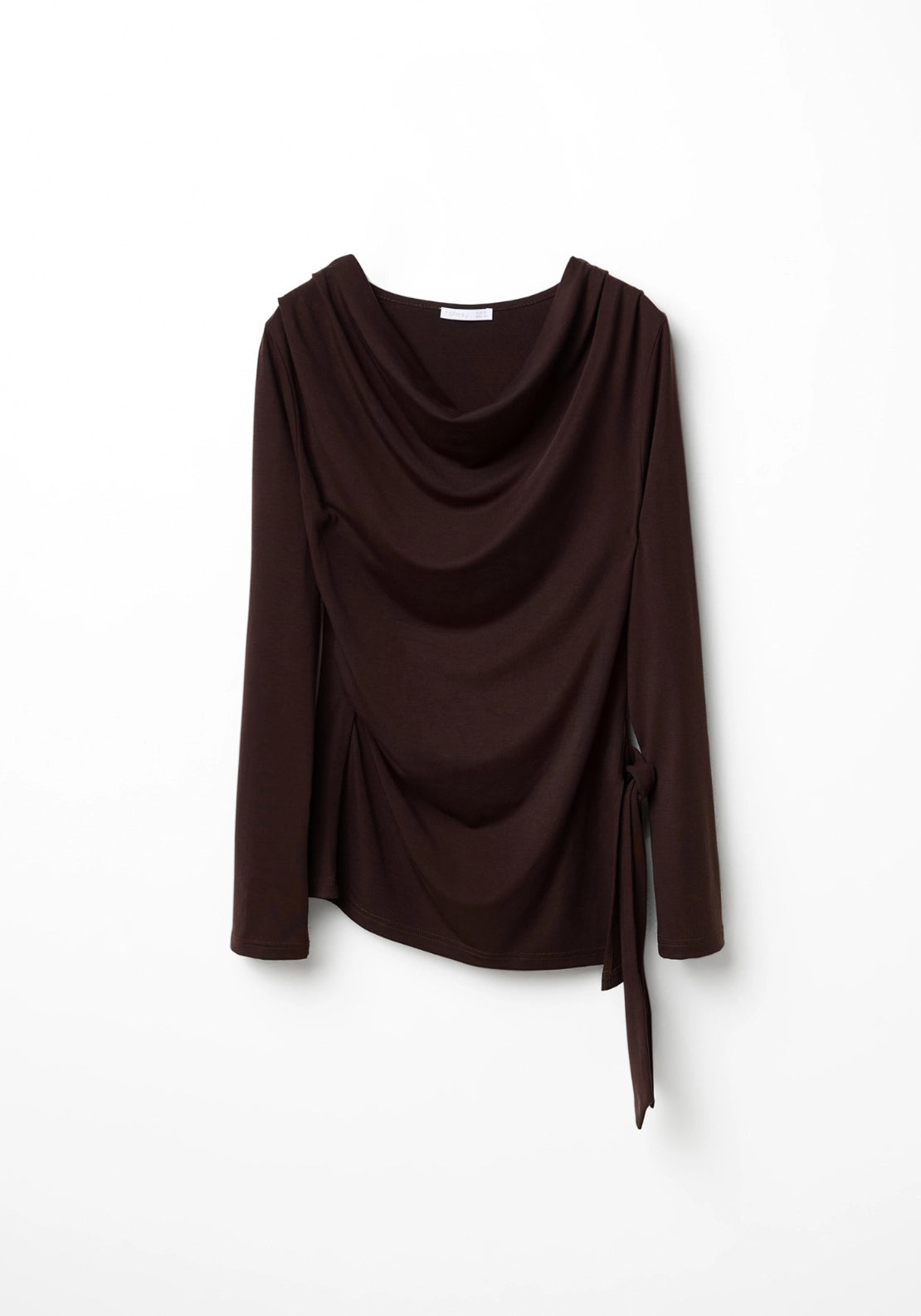 Side Knot Drape Top - Brown