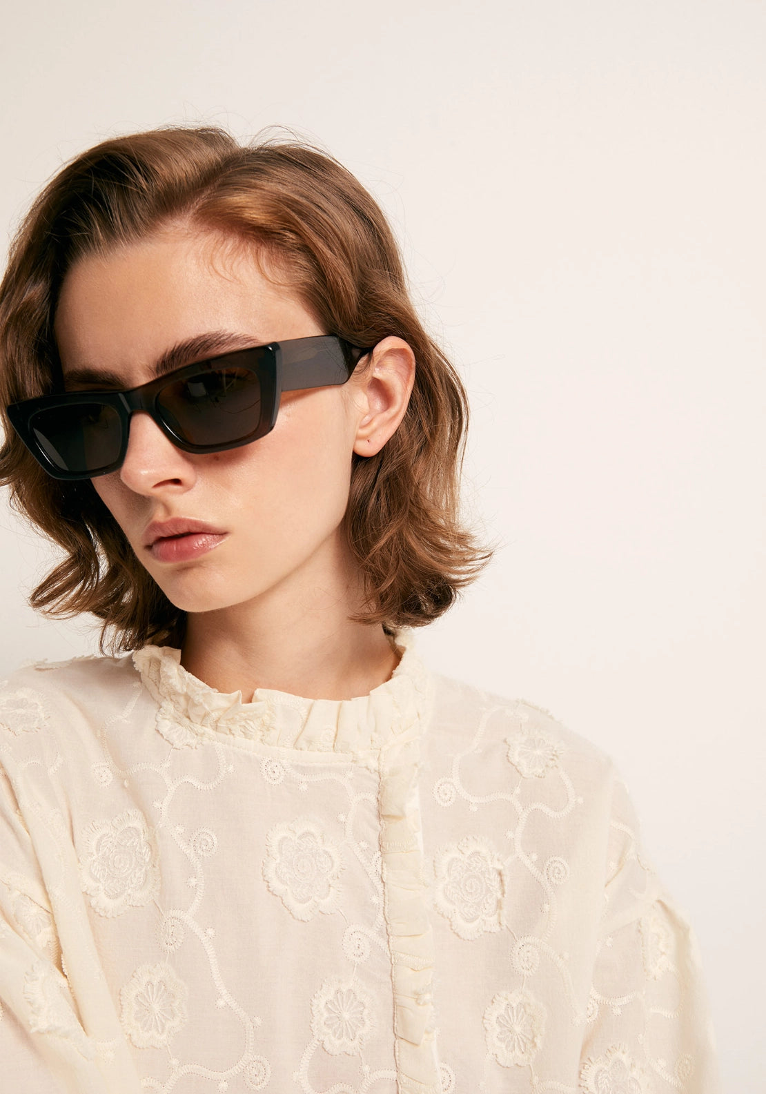 Embroidered Flower Top - Cream