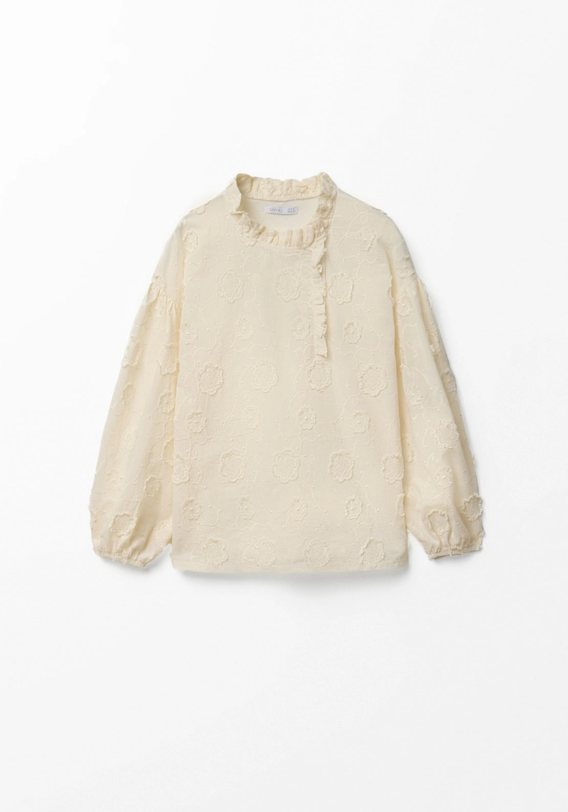 Embroidered Flower Top - Cream